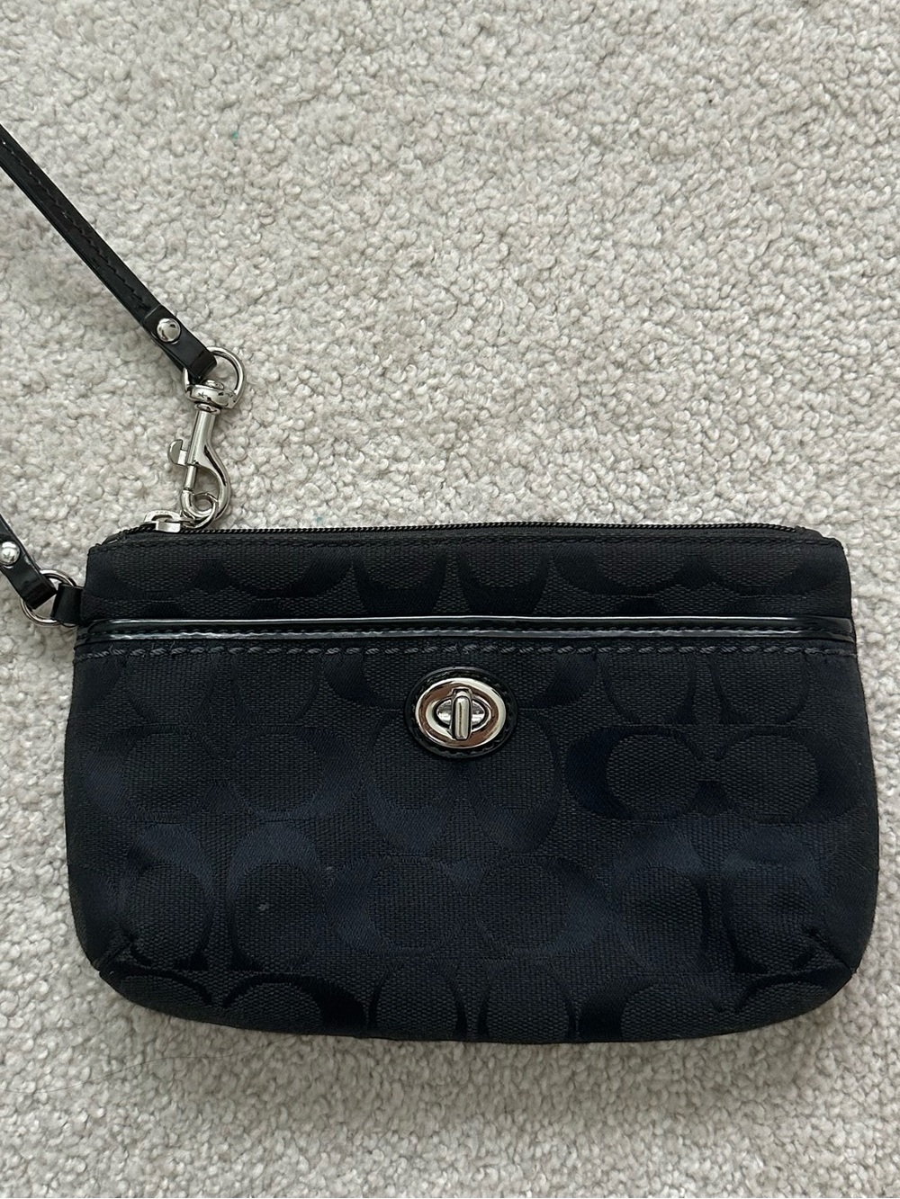 Coach Black Signature Turnlock Wristlet